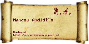 Mancsu Abdiás névjegykártya